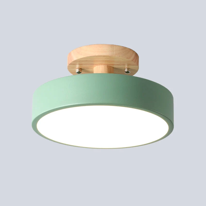 Nordic Plafondlamp Metaal & Hout LED Dimbaar Groen Wit Grijs Zwart voor Gang Slaapkamer 20cm Scandinavisch Design | Sansoti