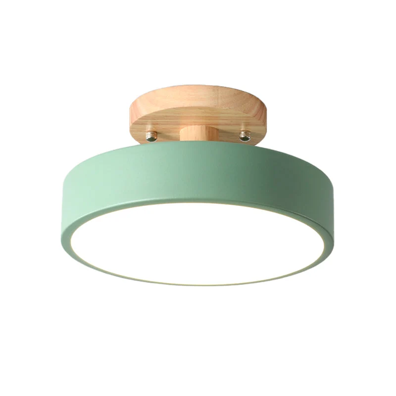 Nordic Plafondlamp Metaal & Hout LED Dimbaar Groen Wit Grijs Zwart voor Gang Slaapkamer 20cm Scandinavisch Design | Sansoti