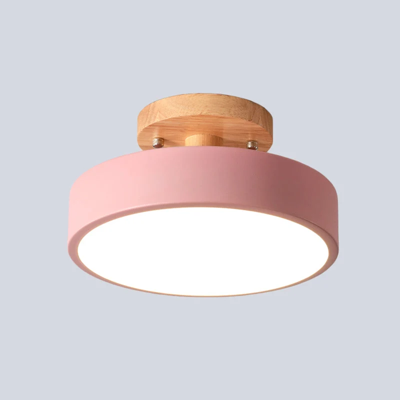 Nordic Plafondlamp Metaal & Hout LED Dimbaar Groen Wit Grijs Zwart voor Gang Slaapkamer 20cm Scandinavisch Design | Sansoti