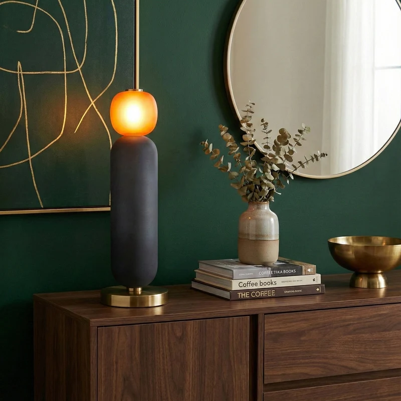 Glazen Tafellamp met Gouden Voet – Modern Design met Gekleurde Kappen – 15-53 cm | Sansoti