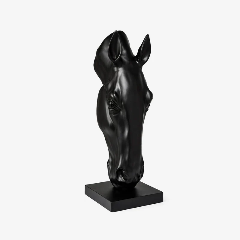 Zwart Paardenhoofd Sculptuur Modern Minimalisme Decoratief Beeld | Sansoti