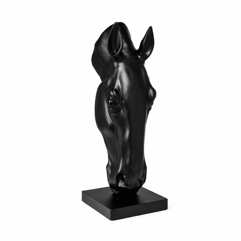Zwart Paardenhoofd Sculptuur Modern Minimalisme Decoratief Beeld | Sansoti
