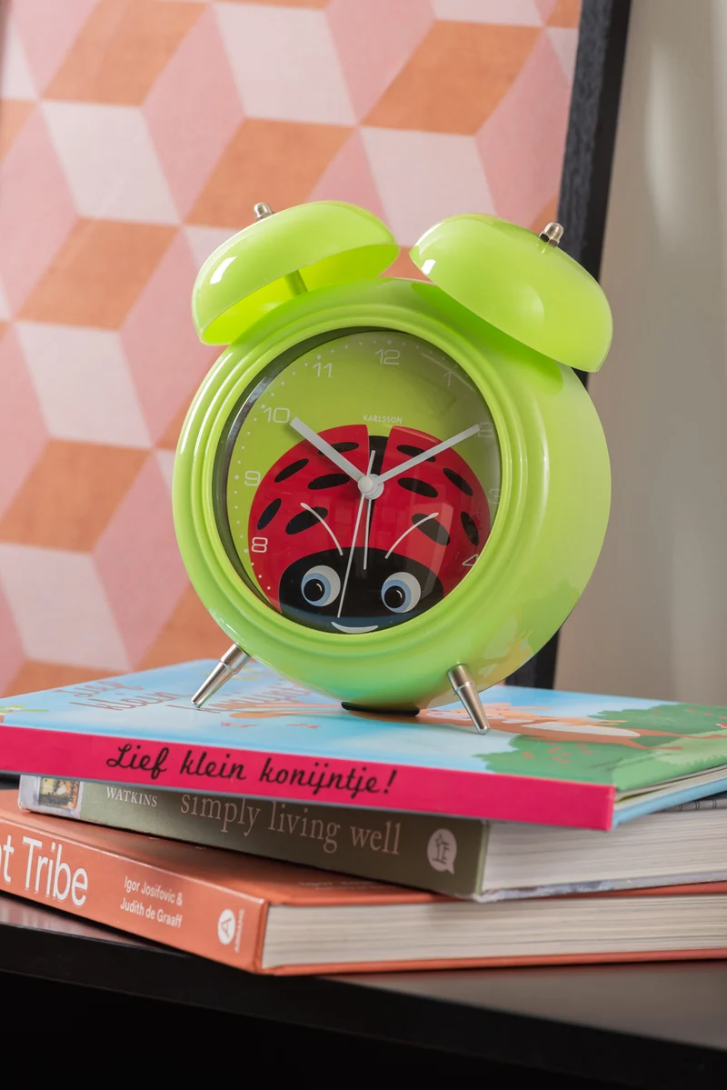 Karlsson Peekaboo Ladybug KA5980GR Wecker Grün • Bewegende Augen • Marienkäfer-Design