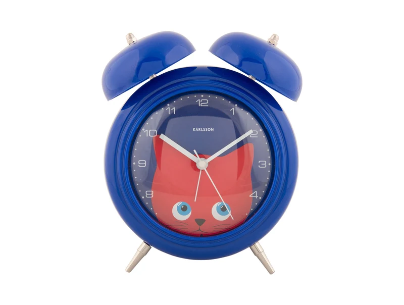 Karlsson Peekaboo Cat KA5980DB Wecker Dunkelblau • Bewegliche Augen • Kinderzimmer-Design
