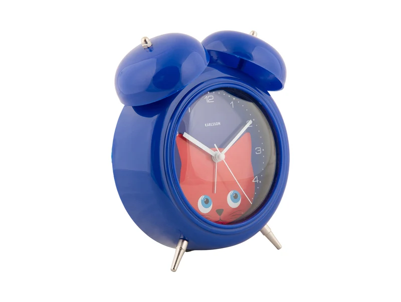 Karlsson Peekaboo Cat KA5980DB Wecker Dunkelblau • Bewegliche Augen • Kinderzimmer-Design