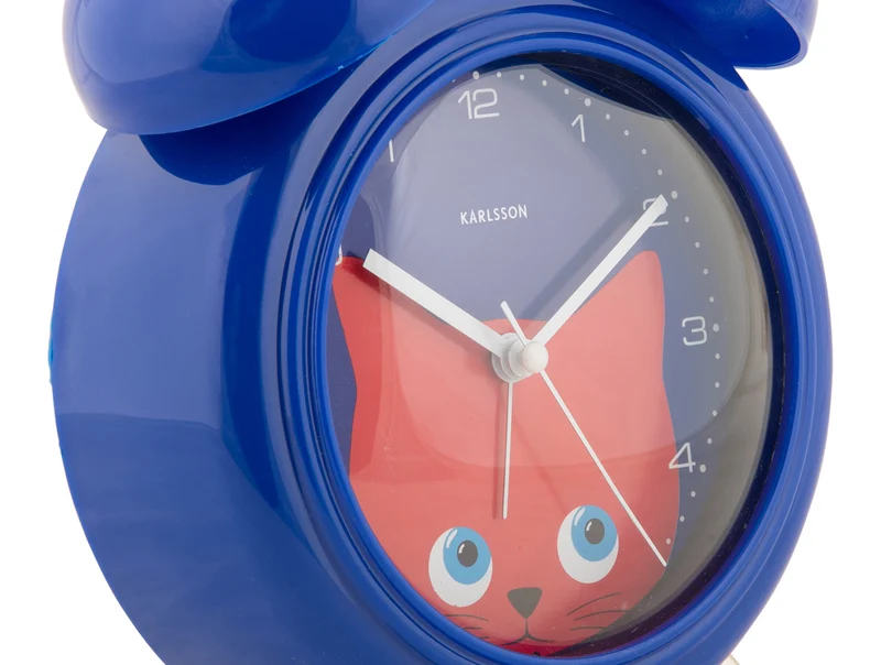 Karlsson Peekaboo Cat KA5980DB Wecker Dunkelblau • Bewegliche Augen • Kinderzimmer-Design