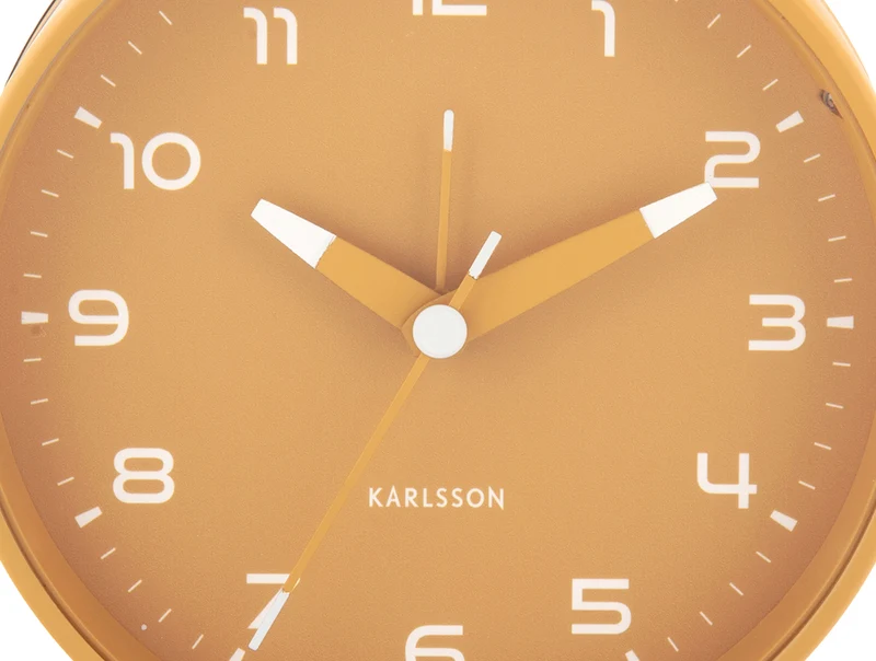 Karlsson Orgullo KA6029YE Wecker Ockergelb • Sweep-Uhrwerk • Zifferblatt-Beleuchtung