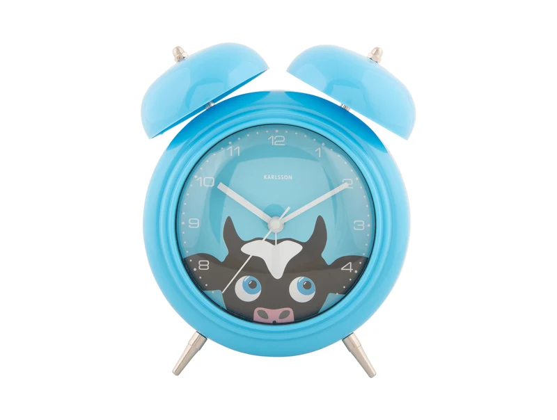 Karlsson Peekaboo Cow KA5980BL Wecker Blau • Bewegliche Augen • Kinderzimmer-Design