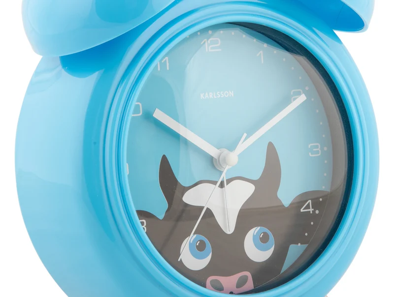 Karlsson Peekaboo Cow KA5980BL Wecker Blau • Bewegliche Augen • Kinderzimmer-Design
