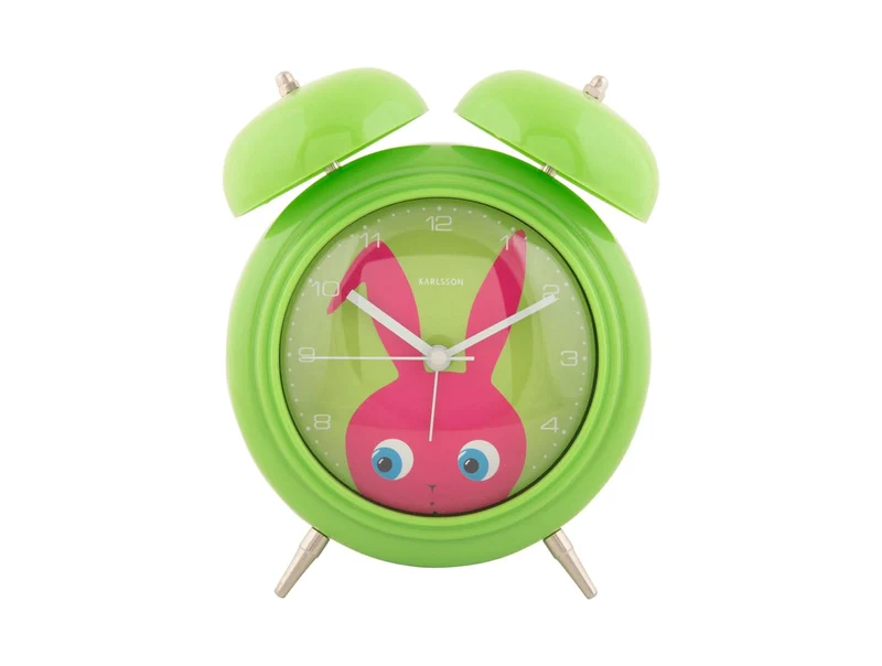 Karlsson Peekaboo Bunny KA5980DG Wecker Dunkelgrün • Bewegliche Augen • Kinderzimmer-Design