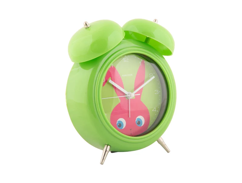 Karlsson Peekaboo Bunny KA5980DG Wecker Dunkelgrün • Bewegliche Augen • Kinderzimmer-Design