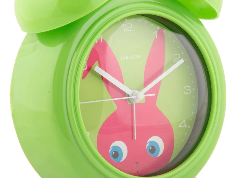 Karlsson Peekaboo Bunny KA5980DG Wecker Dunkelgrün • Bewegliche Augen • Kinderzimmer-Design