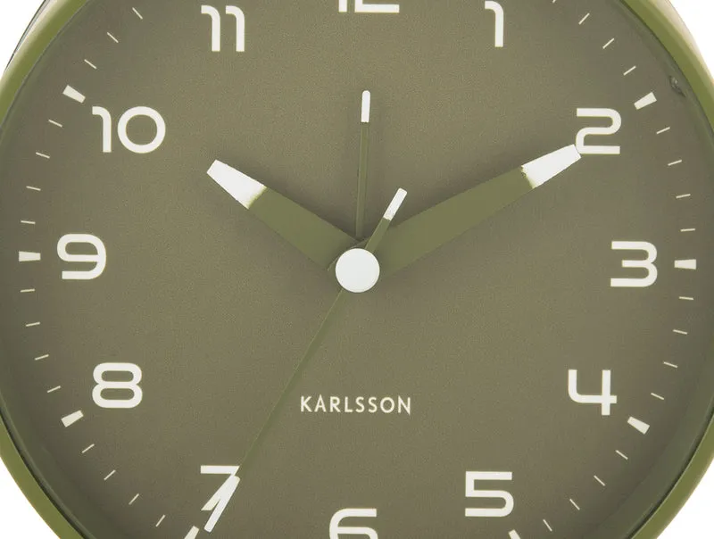 Karlsson Orgullo KA6029GR Wecker Armeegrün • Geräuschloses Sweep-Uhrwerk • Weckfunktion mit Licht