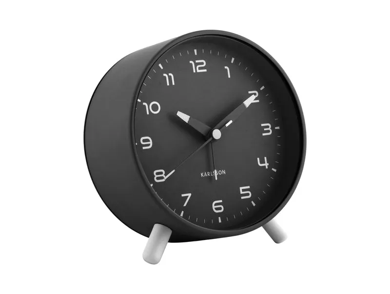 Karlsson Orgullo KA6029BK Wecker Schwarz • Geräuschloses Sweep-Werk • Zeitloses Design