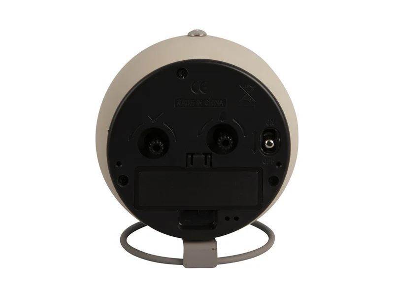 Karlsson Nirvana Globe KA5857WG Wecker Warmgrau • Geräuschloses Sweep-Uhrwerk • Industrielles Rundsockel-Design
