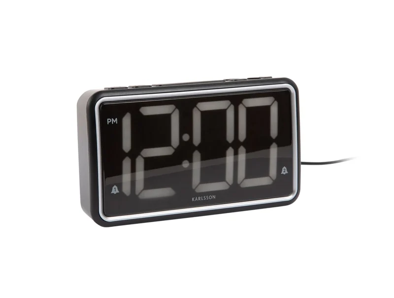 Karlsson New Retro KA6035BK Wecker Schwarz • Großes LED-Display • Retro-Design mit USB-Betrieb