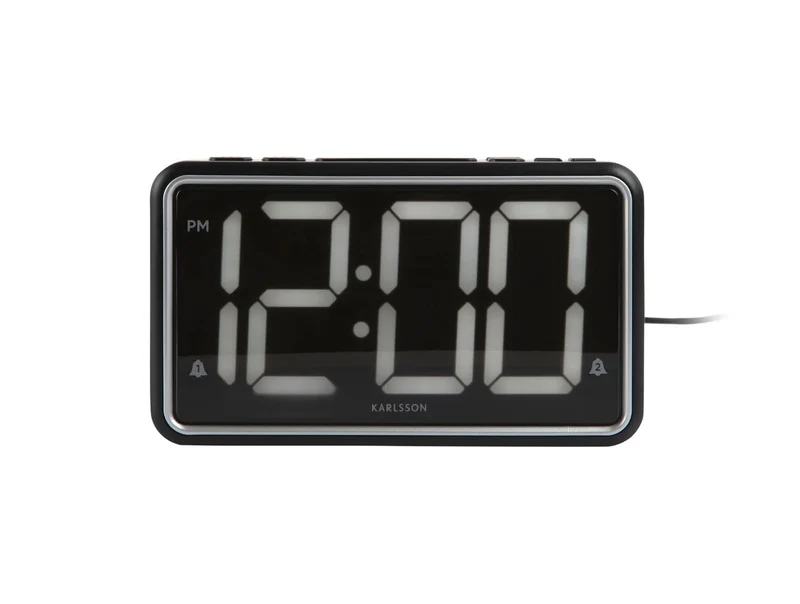 Karlsson New Retro KA6035BK Wecker Schwarz • Großes LED-Display • Retro-Design mit USB-Betrieb