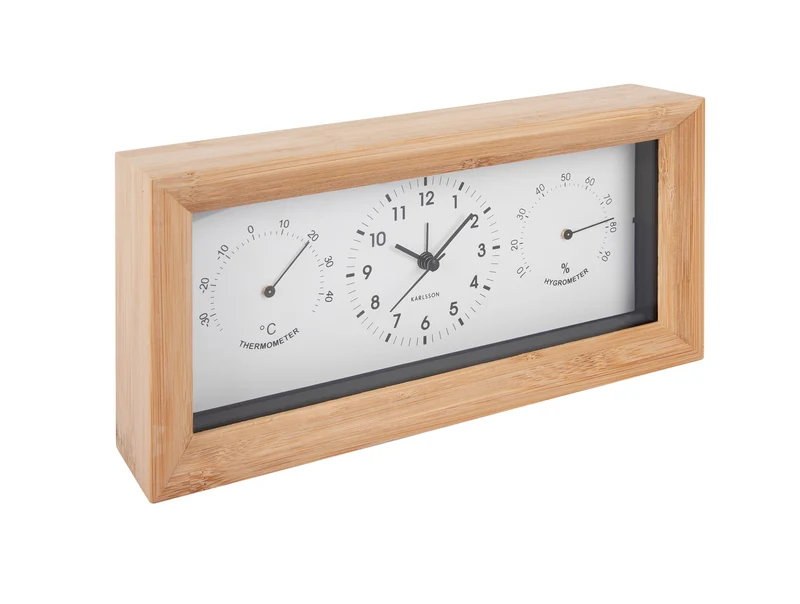 Karlsson Neat Rectangle KA5925WH Wecker Weiß • Geräuschloses Sweep-Uhrwerk • Bambus-Gehäuse