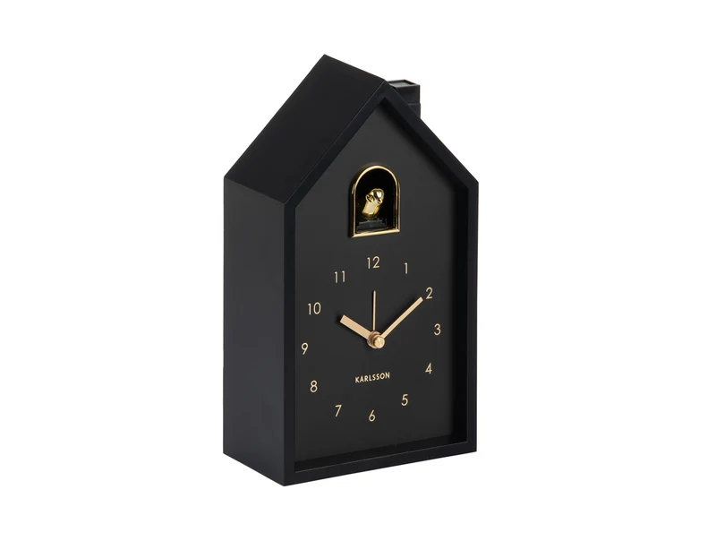 Karlsson Modern Cuckoo Oro KA6077BK Wecker Schwarz • Kuckucksgeräusch beim Alarm • Snooze-Funktion