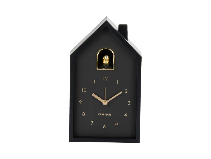 Karlsson Modern Cuckoo Oro KA6077BK Wecker Schwarz • Kuckucksgeräusch beim Alarm • Snooze-Funktion