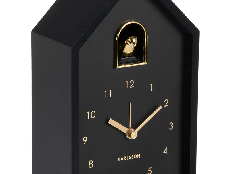 Karlsson Modern Cuckoo Oro KA6077BK Wecker Schwarz • Kuckucksgeräusch beim Alarm • Snooze-Funktion