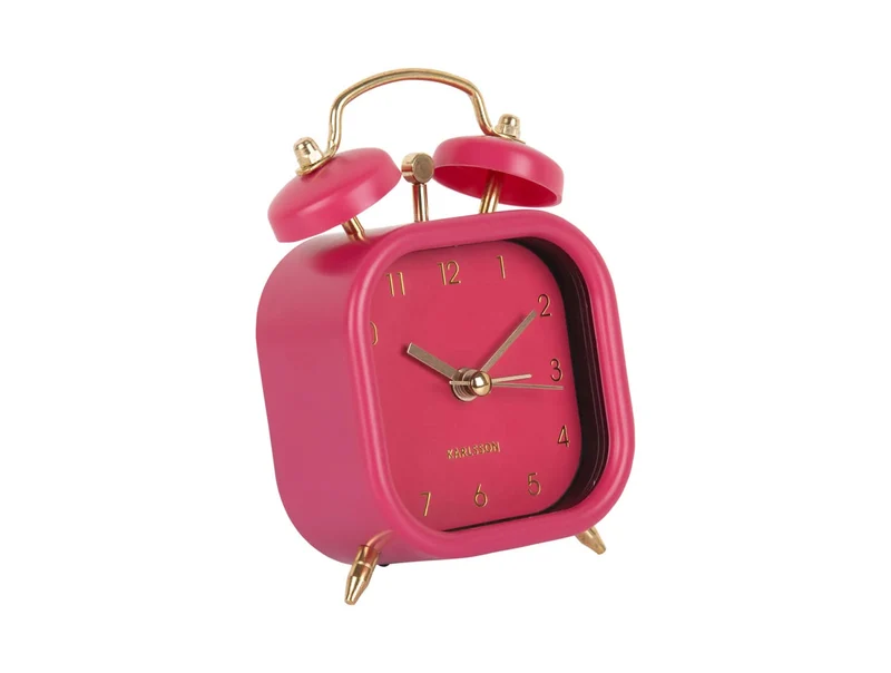 Karlsson Metallic Glam Square KA5921DP Wecker Dunkelrosa • Sweep-Uhrwerk • Goldene Zeiger