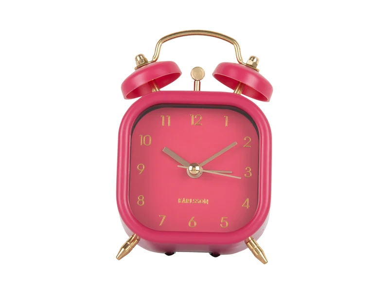 Karlsson Metallic Glam Square KA5921DP Wecker Dunkelrosa • Sweep-Uhrwerk • Goldene Zeiger