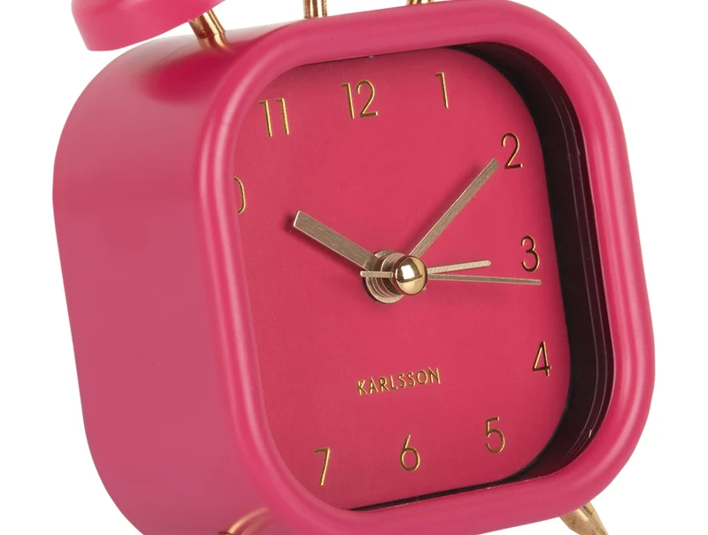 Karlsson Metallic Glam Square KA5921DP Wecker Dunkelrosa • Sweep-Uhrwerk • Goldene Zeiger
