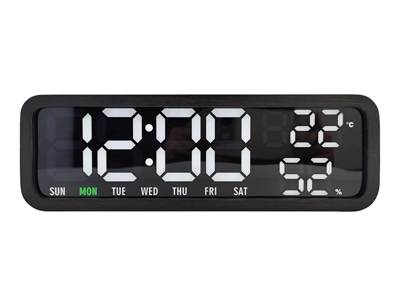 Karlsson Madera KA6145BK Wecker Schwarzes Holzfurnier • Großes Digitaldisplay • USB-Netzbetrieb