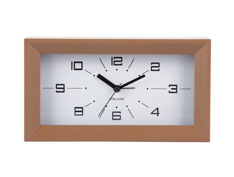 Karlsson Lujo Rectangle KA6066BR Wecker Mochabraun • Geräuschloses Sweep-Uhrwerk • Retro-Design