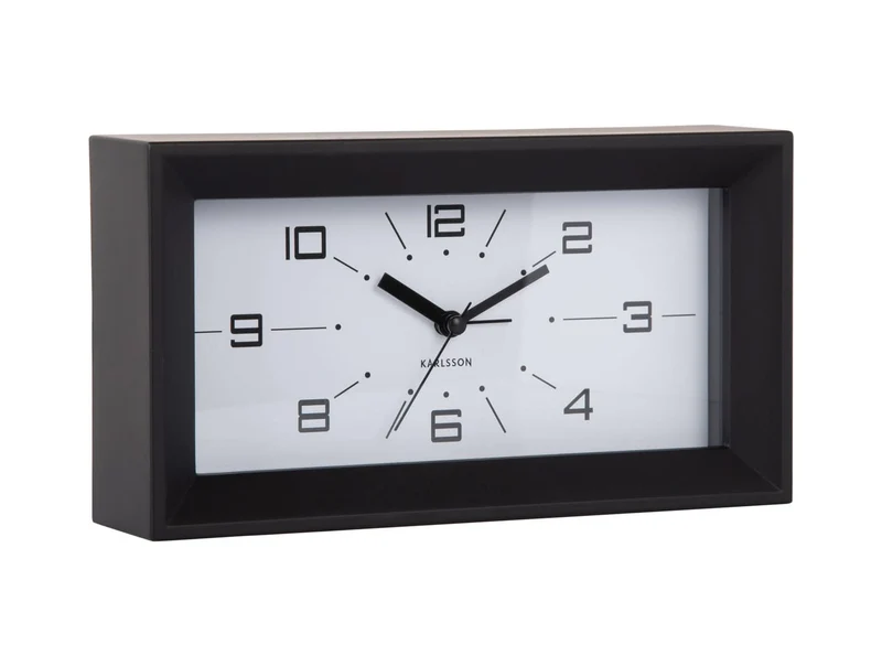 Karlsson Lujo Rectangle KA6066BK Wecker Schwarz • Geräuschloses Sweep-Uhrwerk • Retro-Design