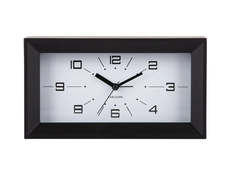 Karlsson Lujo Rectangle KA6066BK Wecker Schwarz • Geräuschloses Sweep-Uhrwerk • Retro-Design