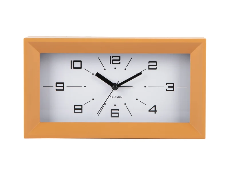 Karlsson Lujo Rectangle KA6066YE Wecker Ockergelb • Geräuschloser Sweep-Antrieb • Retro-Design