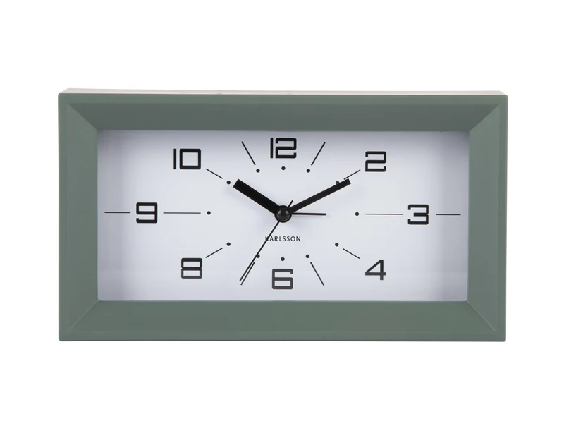 Karlsson Lujo Rectangle KA6066GR Wecker Dschungelgrün • Geräuschloses Sweep-Uhrwerk • Retro-Design
