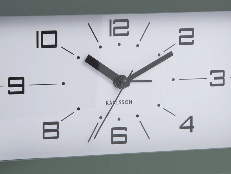 Karlsson Lujo Rectangle KA6066GR Wecker Dschungelgrün • Geräuschloses Sweep-Uhrwerk • Retro-Design