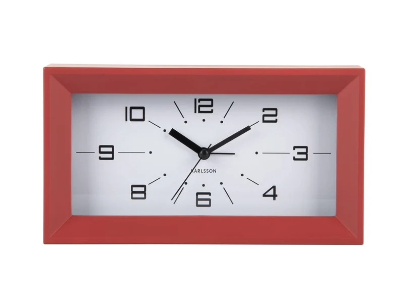 Karlsson Lujo Rectangle KA6066RD Wecker Roter Ocker • Sweep-Uhrwerk • Retro-Design