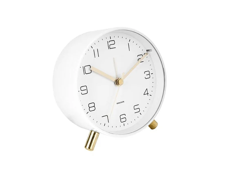 Karlsson Lofty KA5752WH Wecker Weiß • Geräuschloses Sweep-Uhrwerk • Nachtlichtfunktion