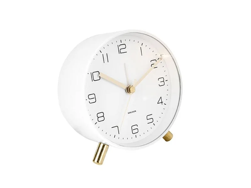 Karlsson Lofty KA5752WH Wecker Weiß • Geräuschloses Sweep-Uhrwerk • Nachtlichtfunktion