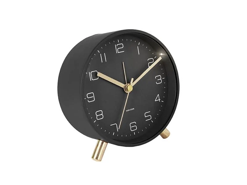 Karlsson Lofty KA5752BK Wecker Schwarz • Geräuschloses Sweep-Werk • Golddetails