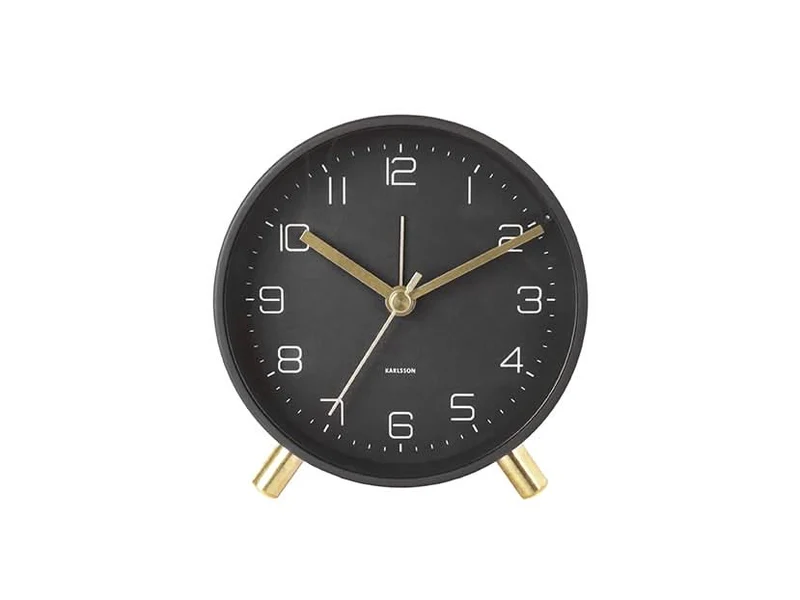 Karlsson Lofty KA5752BK Wecker Schwarz • Geräuschloses Sweep-Werk • Golddetails