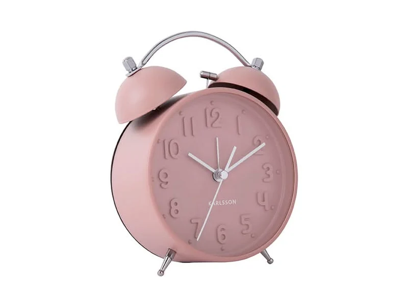 Karlsson Iconic KA5784PI Wecker Rosa • Geräuschloses Sweep-Uhrwerk • Klassisches Twin-Bell-Design