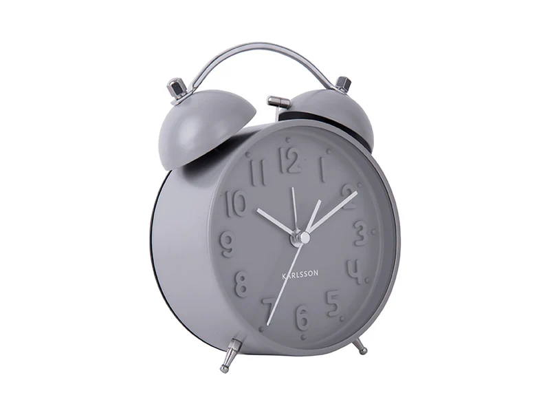 Karlsson Iconic KA5784GY Wecker Grau • Sweep-Uhrwerk • Klassisches Twin-Bell-Design