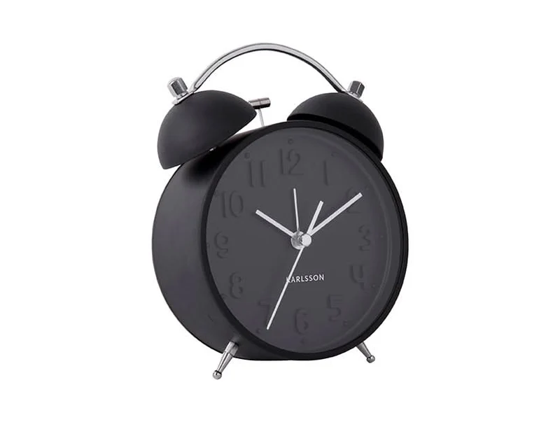 Karlsson Iconic KA5784BK Wecker Schwarz • Geräuschloses Sweep-Uhrwerk • Twin-Bell-Wecker