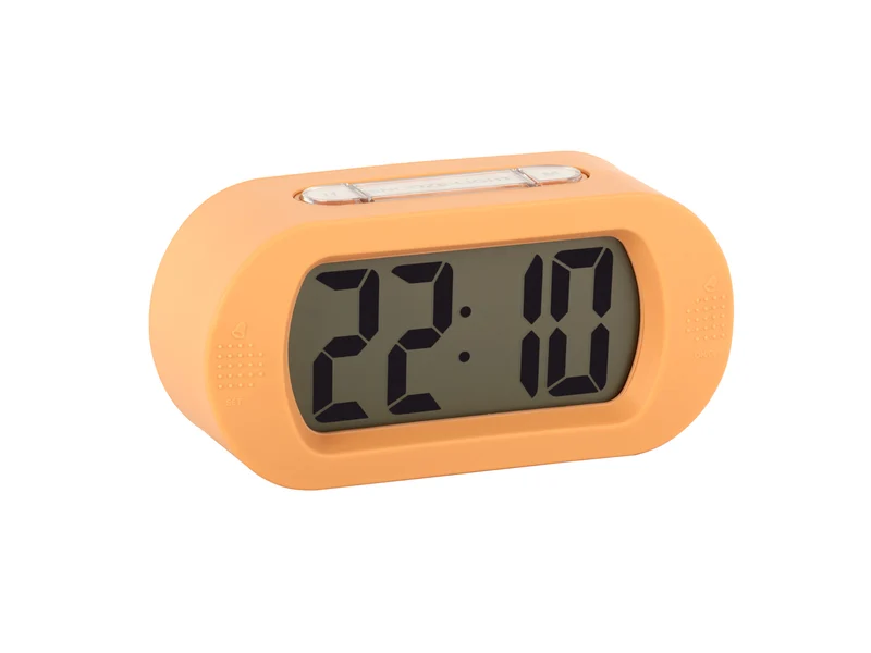 Karlsson Gummy KA5753LO Wecker Soft Orange • Geräuschloses Digitalwerk • Snooze & Nachtlicht