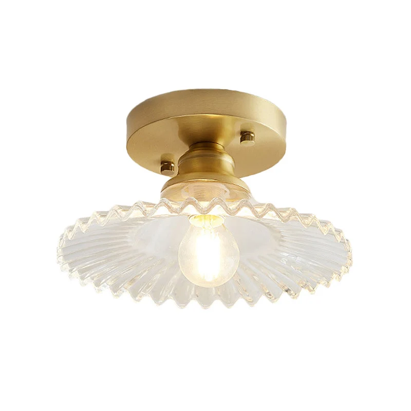 Industriële Plafondlamp met Geribbeld Glas – Groen of Helder – Ø22cm Retro Semi-Flush voor Woonkamer | Sansoti