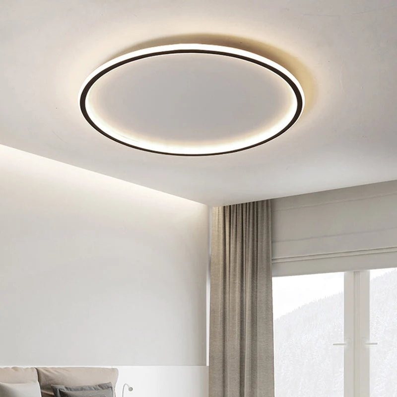 Moderne Plafondlamp Aluminium LED Rond Zwart 40/50/60cm Dimbaar met Afstandsbediening Scandinavisch Design | Sansoti