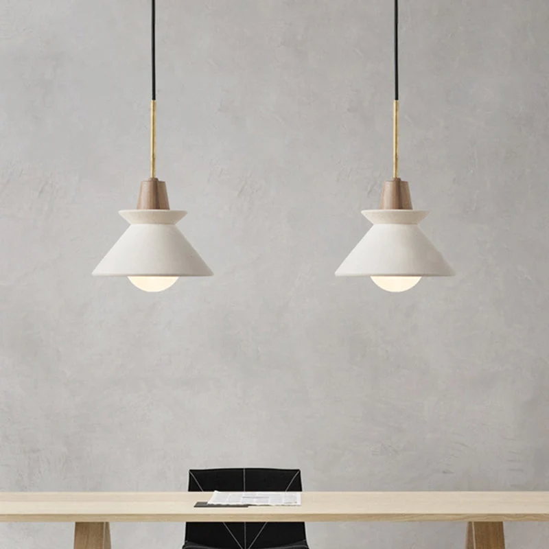 Betonnen Kom Hanglamp Wit Cementlook Eettafel Verlichting Minimalistisch Design Modern Interieur | Sansoti