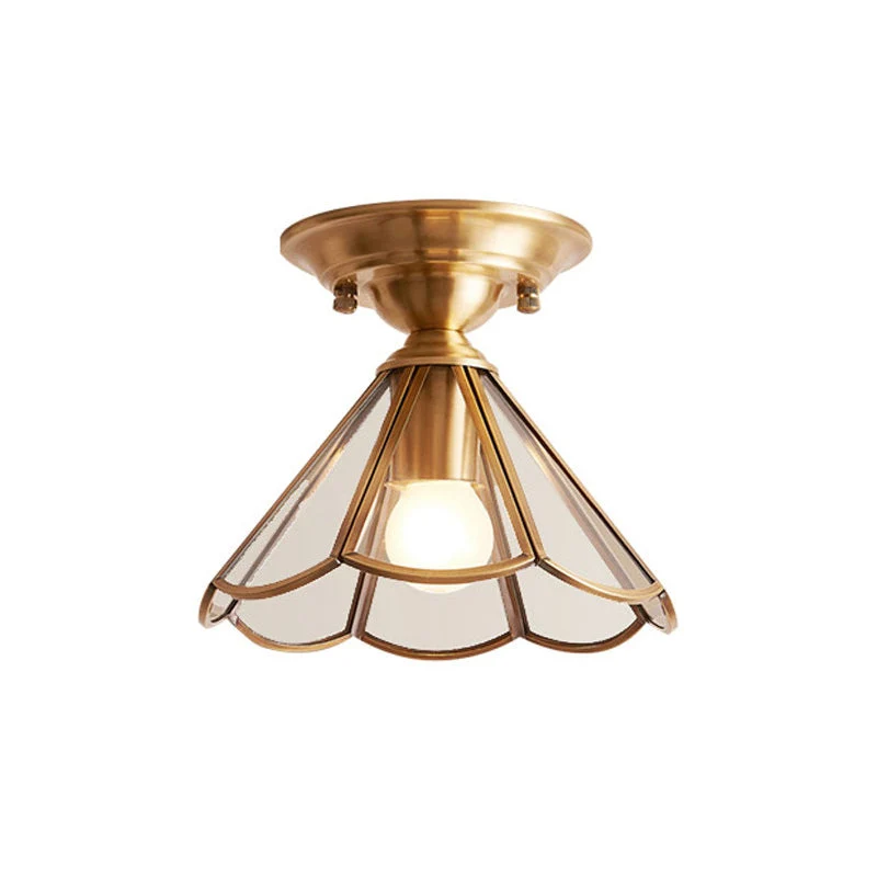 Plafondlamp Messing Geschulpt Metaal Semi-Flush - Elegant Koloniale Stijl Verlichting voor Hal en Woonkamer | Sansoti