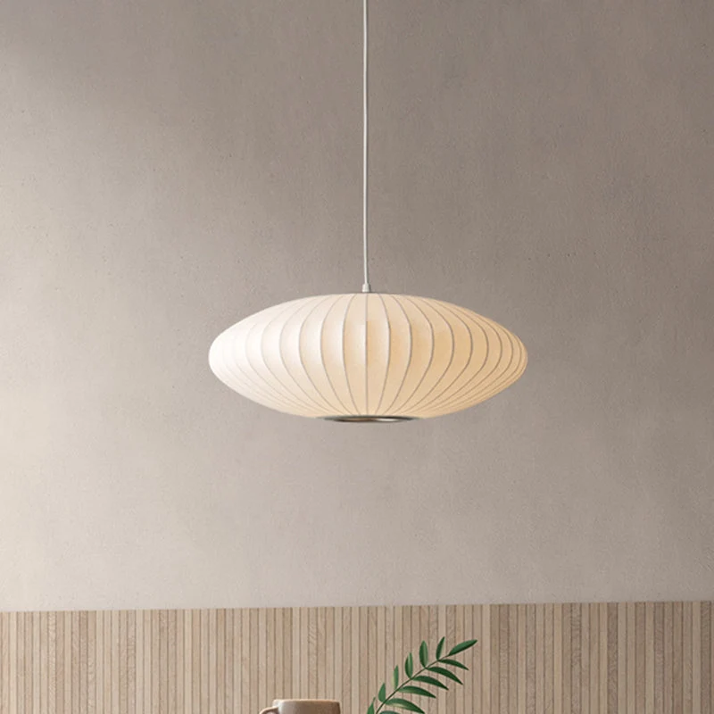 Schotelvormige Hanglamp Wit Stof 1 Lichtpunt Modern Design – Verkrijgbaar in 40 cm, 50 cm en 60 cm | Sansoti