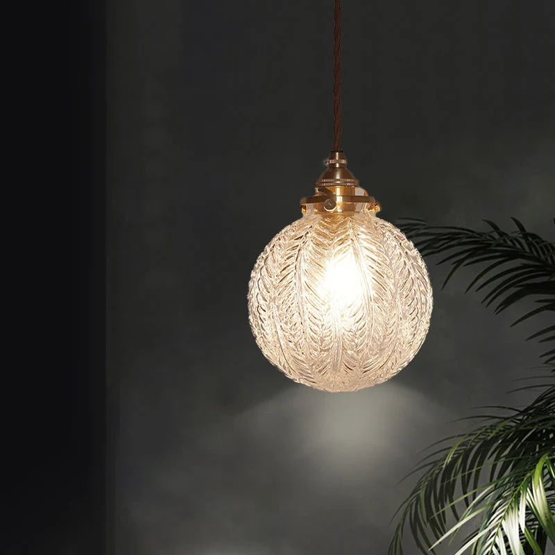 Glazen Hanglamp met Veerdesign – Rookgrijs of Transparant Glas – E14 Fitting – Koloniale Stijl | Sansoti